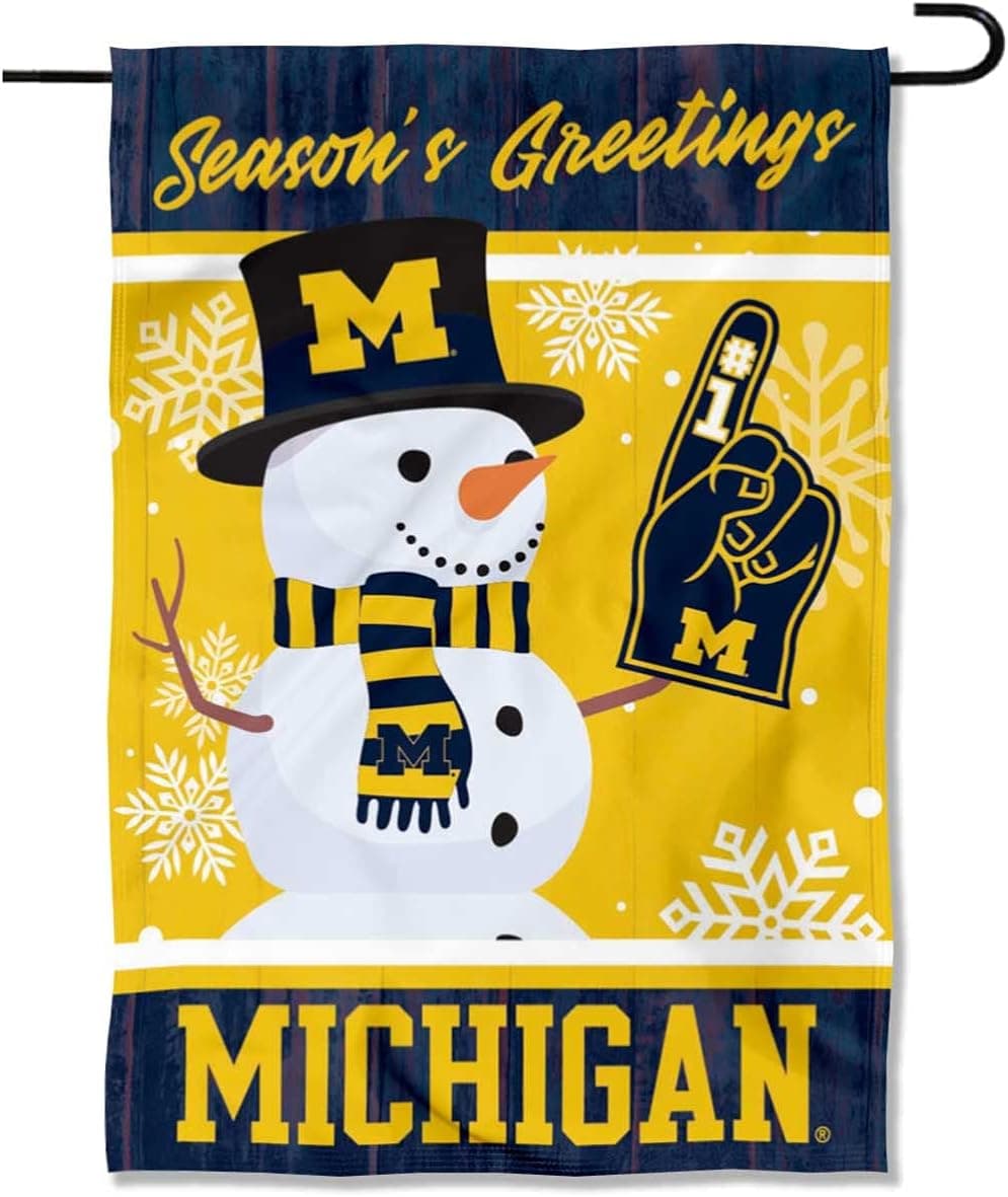 Michigan Team University Wolverines Holiday Winter Snow Garden Banner Flag