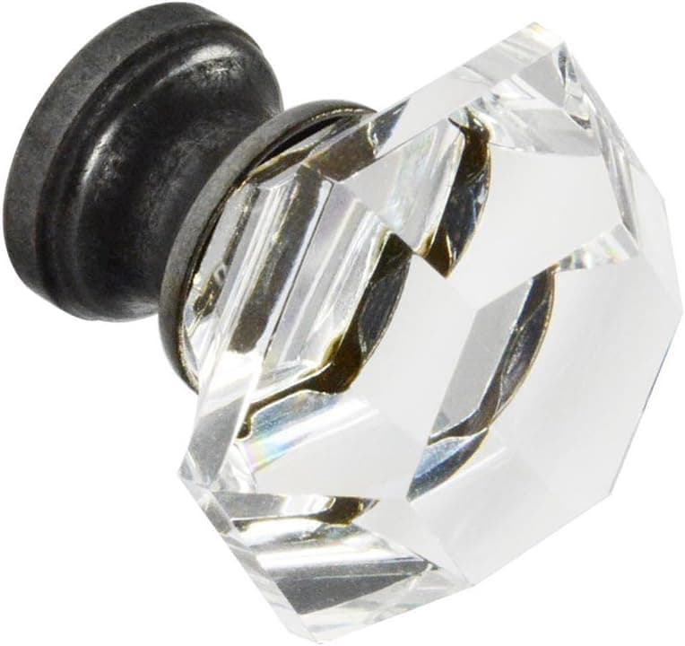 CKP #G-75 Brand Elegance Glass Collection 1-1/4 in. (32mm) Clear Glass Knob with Oil-Rubbed Bronze Base