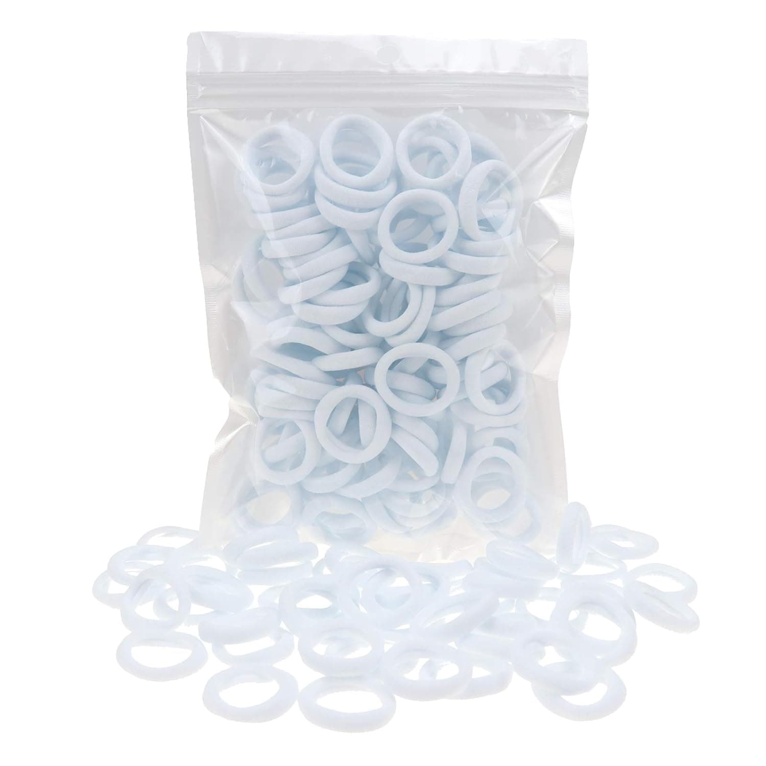 100 Pack White Color Nylon Small Hair Ties Seamless Baby Girls' Hair Elastics