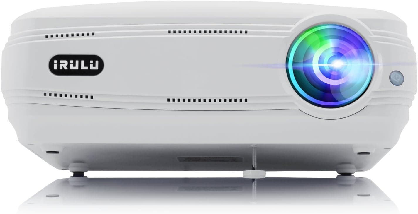 iRULU P5 HD Video Projector Support 1080P USB VGA HDMI AV 1280x768 Resolution for Multimedia Home Cinema Theater(White)