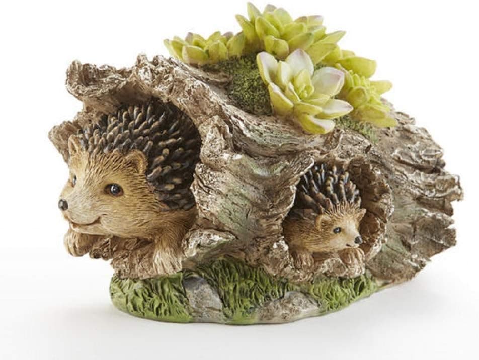 Delton Products 4280-5 Hedgehog in a Log Home Garden Figurine 8 x 4.8 inch
