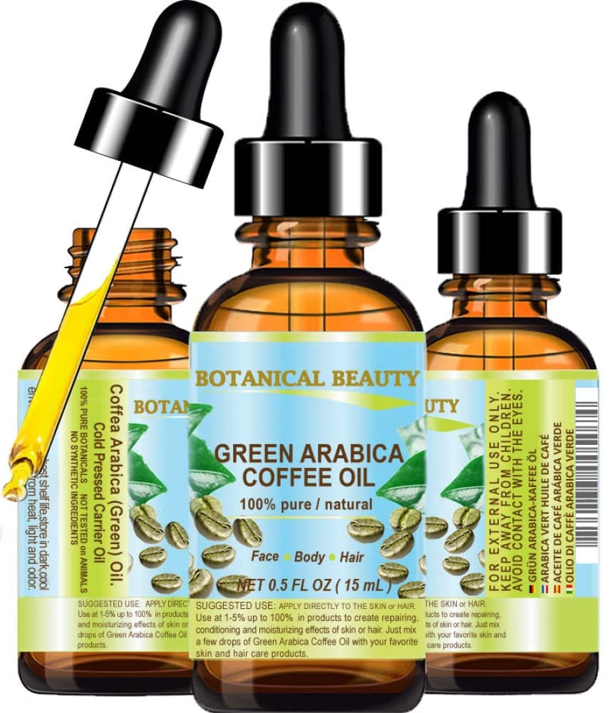 GREEN ARABICA COFFEE OIL Brazilian. 0.5 Fl.oz- 15 ml. 100% Pure/Premium Quality. For Skin, Hair, Lip and Nail Care.
