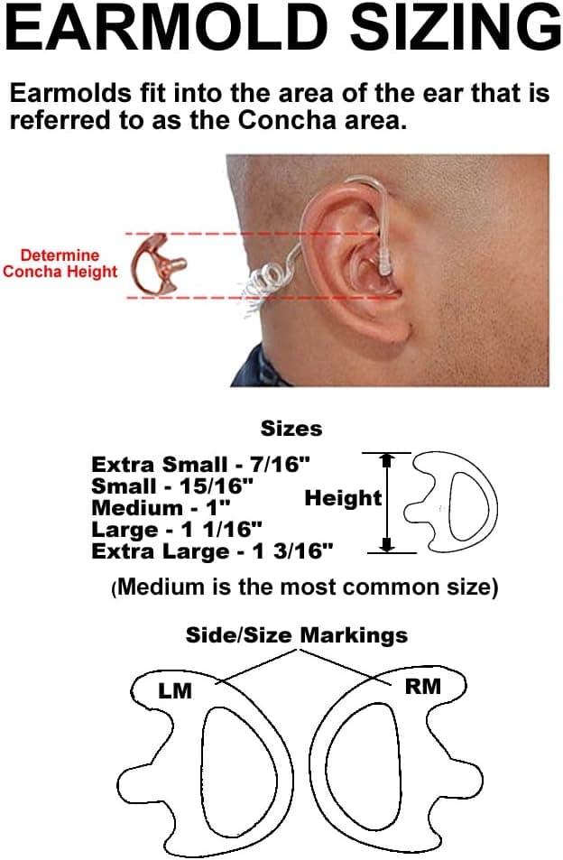Valley Enterprises Replacement Medium Earmold Earbud Left Side for Two-Way Radio Audio Kits 2 Pack