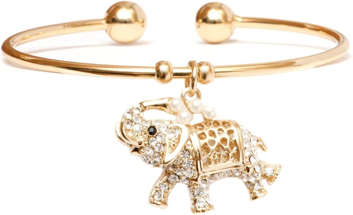 Barzel 18K Gold Plated Crystal Charm Bangle