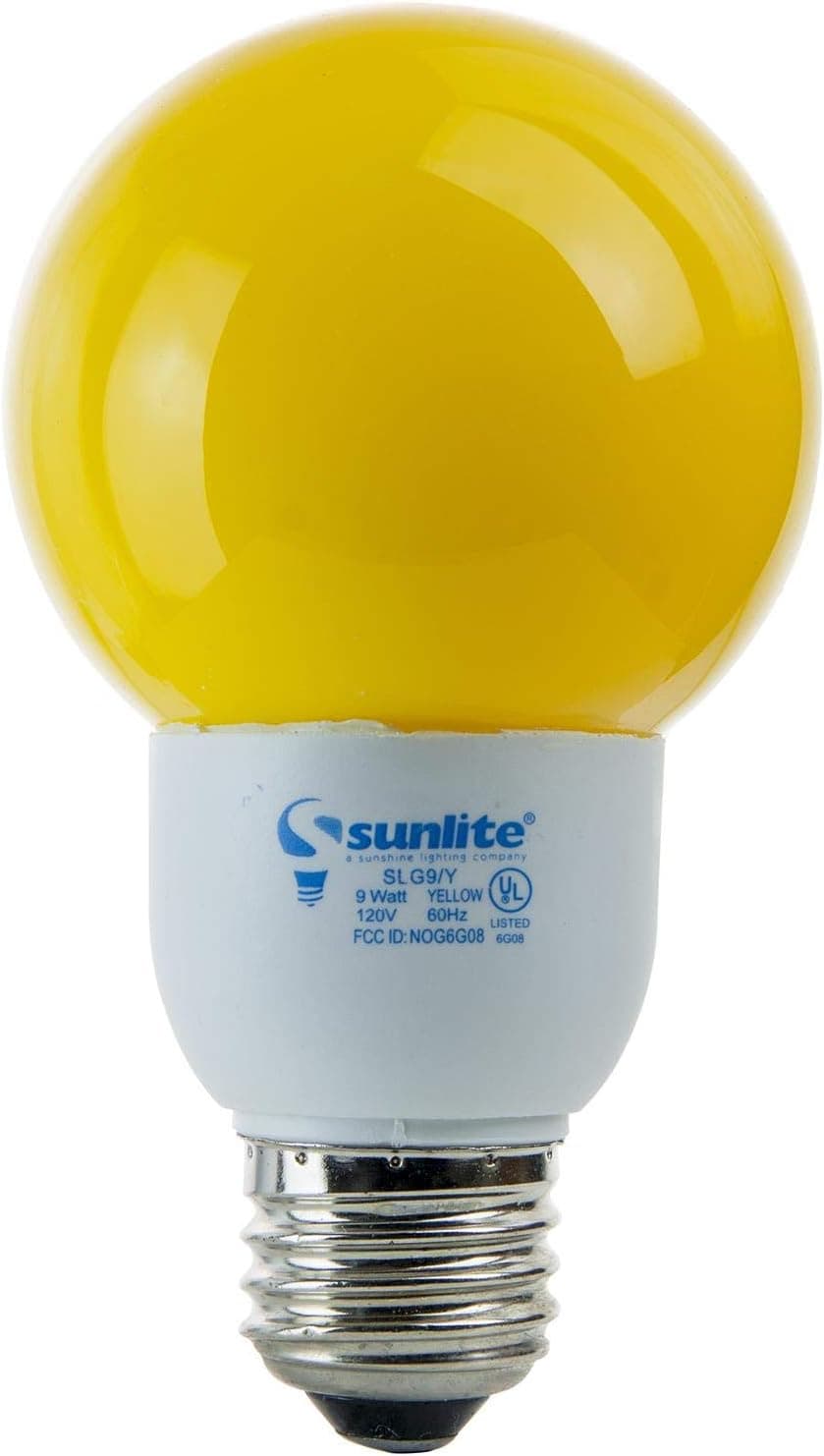 Sunlite 05690-SU CFL G21 Colored Globe Bulb, 9 Watts (40W Equivalent), 120 Volts, Medium (E26) Base, Compact Fluorescent, 8,000 Hours, UL Listed, Yellow 1 Pack