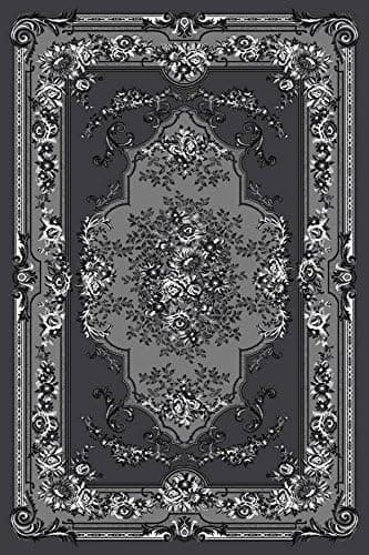 Gray White Black 8x10 (7'10x10'2) Black Isfahan Area Rug Oriental Carpet Larg...