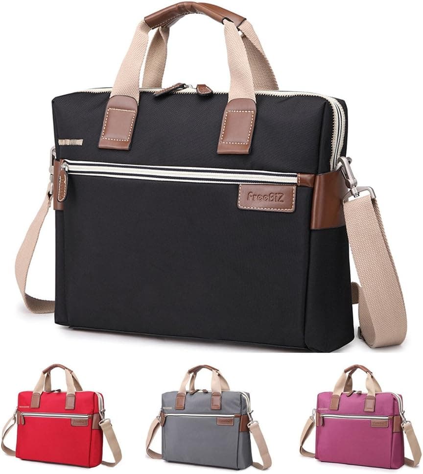 Bonvince Nylon Laptop Sleeve Messenger Shoulder Bag for 15-15.6-Inch Laptop/Notebook/MacBook/Ultrabook/Chromebook Computers (15.6" Black)
