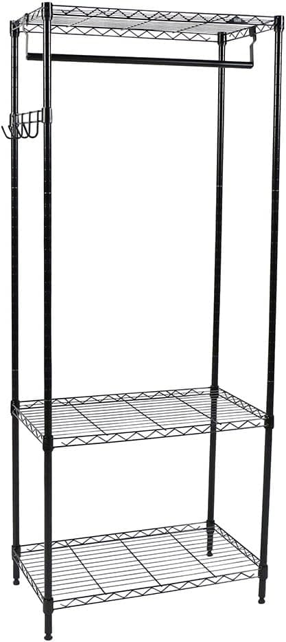 Apollo Hardware 3-Shelf Wire Shelving Garment Rack 14"x24"x60" (Black)