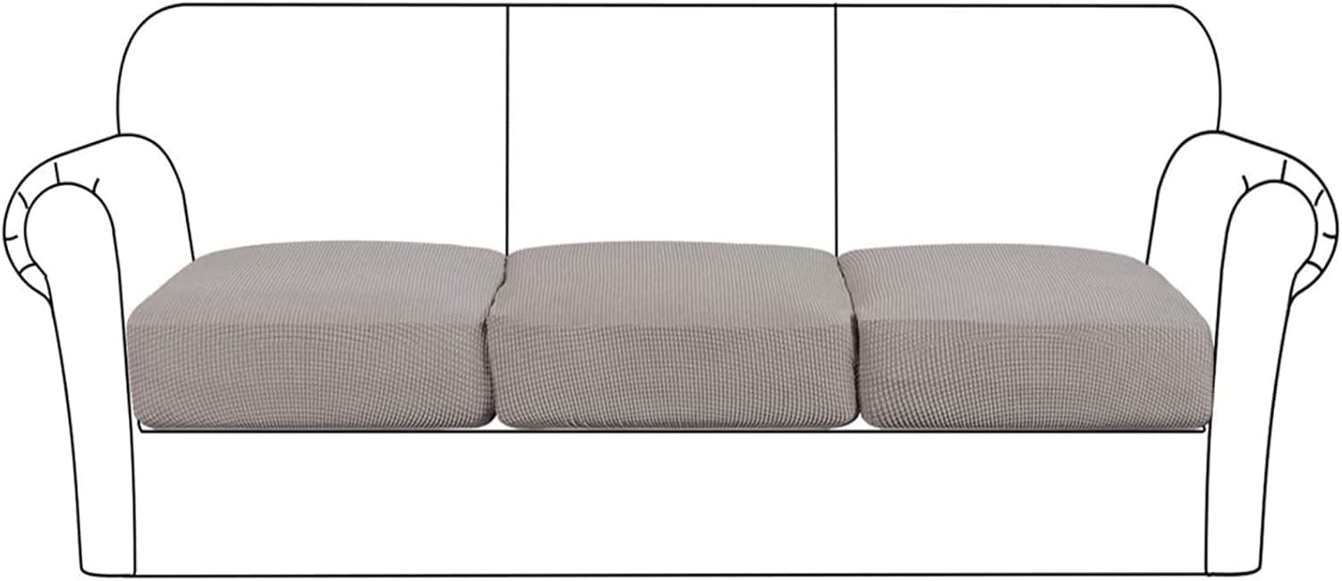 GAEA.TEX Couch Cushion Covers for Individual Cushion Couch Stretch Durable Washable Sofa Seat Cushion Slipcovers Protector for Living Room (3 Pieces, Taupe)