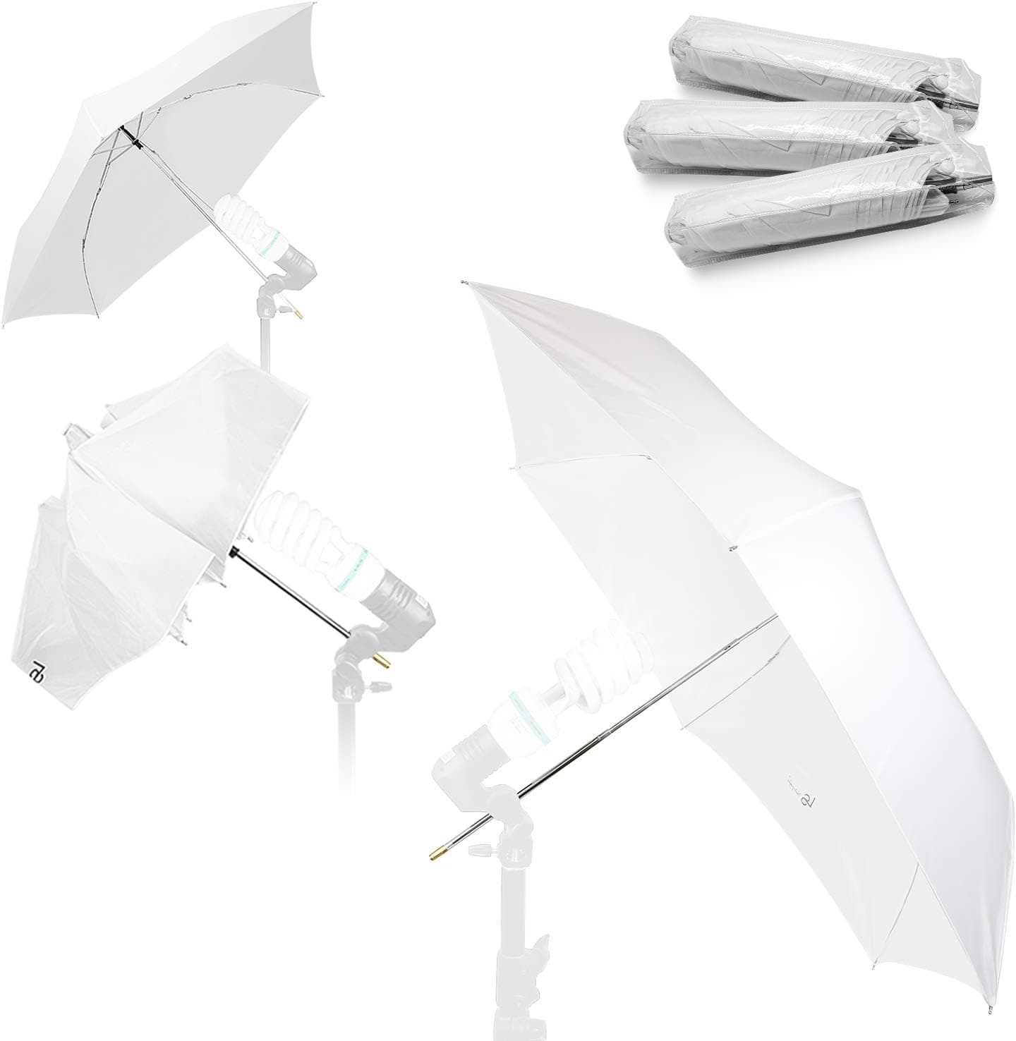 LS LIMO STUDIO LIMOSTUDIO 3 Pack 33" 3-Fold Ultra Compact Professional Photography Photo Video Studio Lighting Flash Translucent White Soft Umbrella for Photo Portrait Shooting Daylight, AGG3106