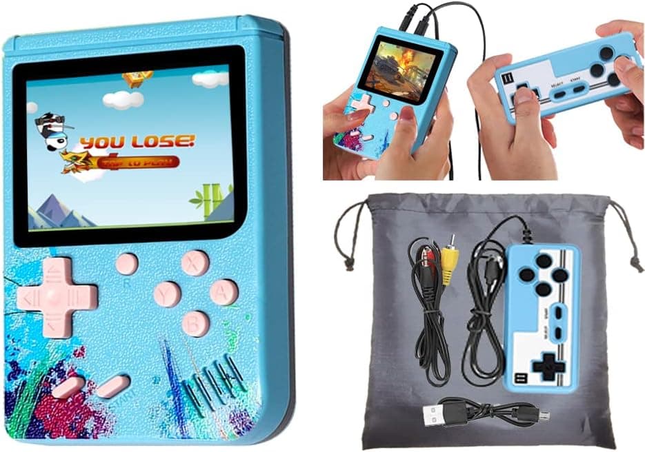 Handheld Gameboy Mini Game Player for Kids and Adults, Retro Game Console with 500 in 1 Built-in Video Games, Portable Game Machine Gift for Family and Friends, Support 2 Players and Connecting to TV