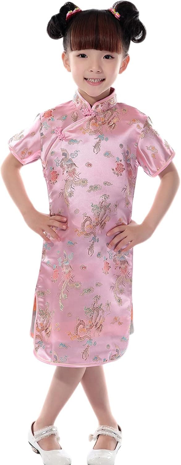 AvaCostume Girls Chinese Dragon Phoenix Qipao Cheongsam Dress
