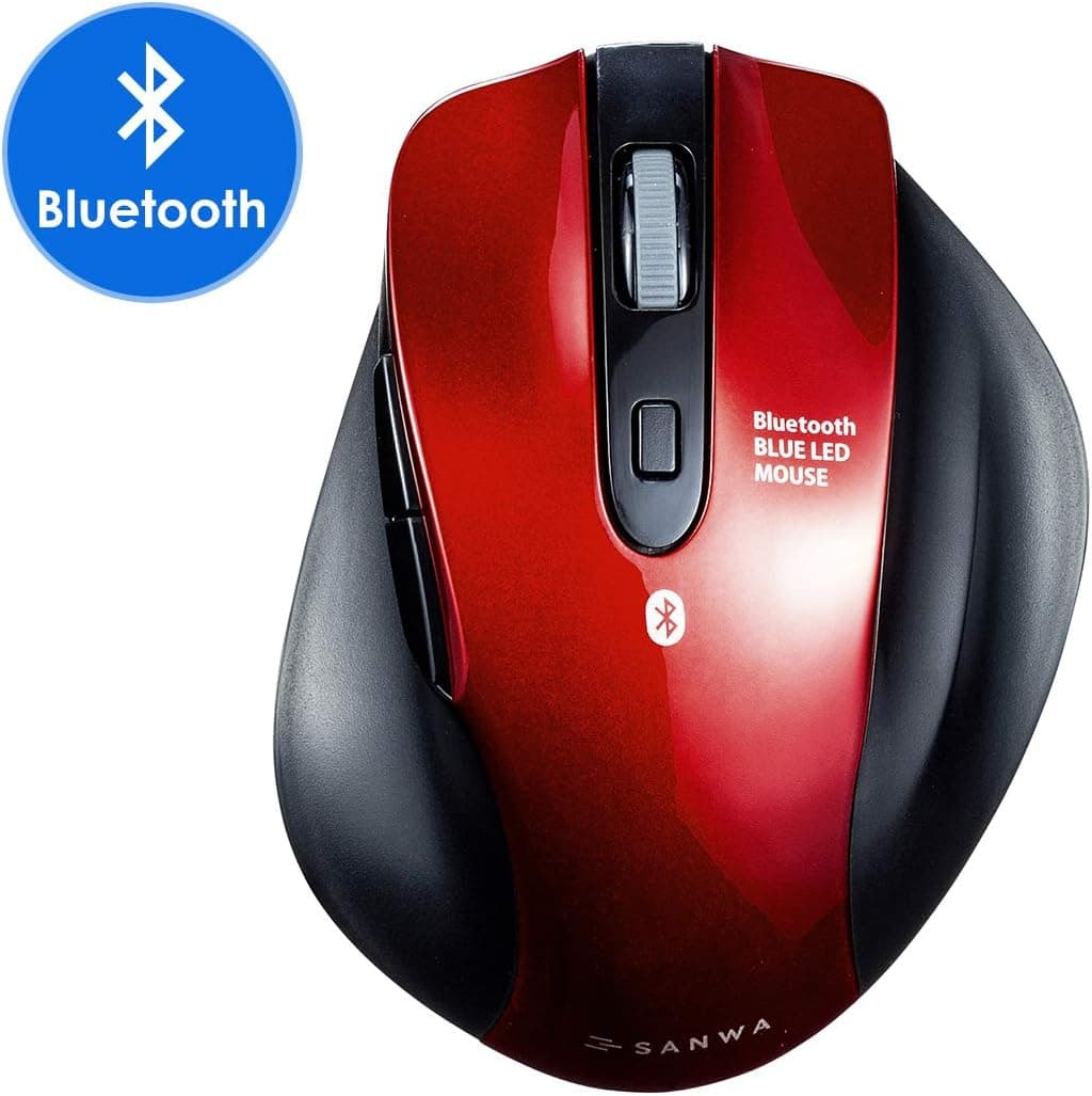 SANWA (Japan Brand) Bluetooth Vertical Ergonomic Mouse, Silent Noiseless Blue LED Optical Computer Mice, (800/1200/1600/2400 DPI, 6 Buttons) for MacBook, Laptop, Compatible with Windows Android iOS13