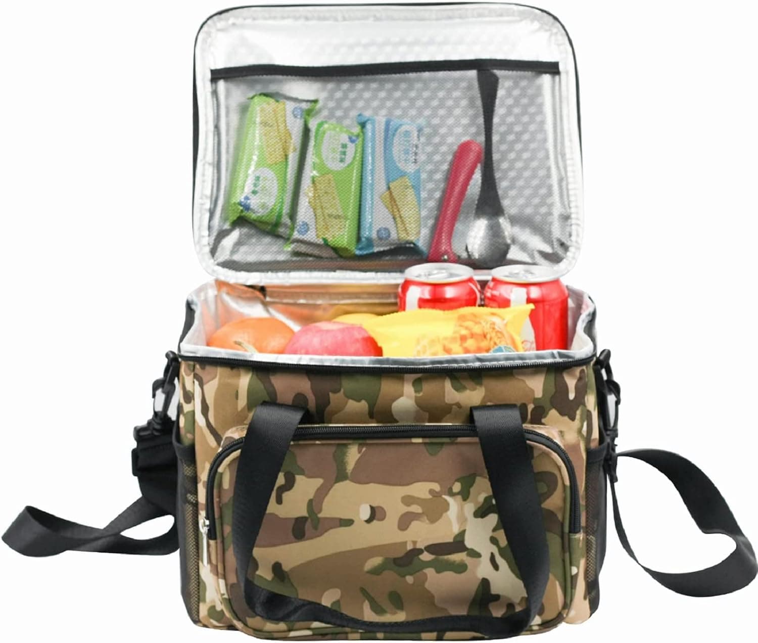 Lunch Bag for Men, Large 24-Can, 15L Lunch Box Soft Cooler for 8h Cooling, Insulated Tote Leakproof Thermal Reusable Case Holder Deluxe Durable Oxford for Work Picnic Camping School Daytrip (Tactical)