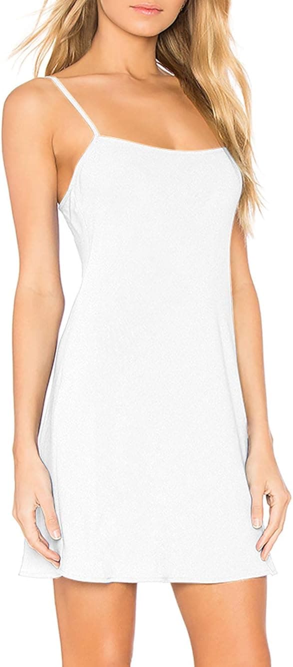 H HIAMIGOS Nightgowns for Women with Built in Bra Removable Pads Nightshirt Dress Sleepwear Sleeveless Nightdress Full Slips