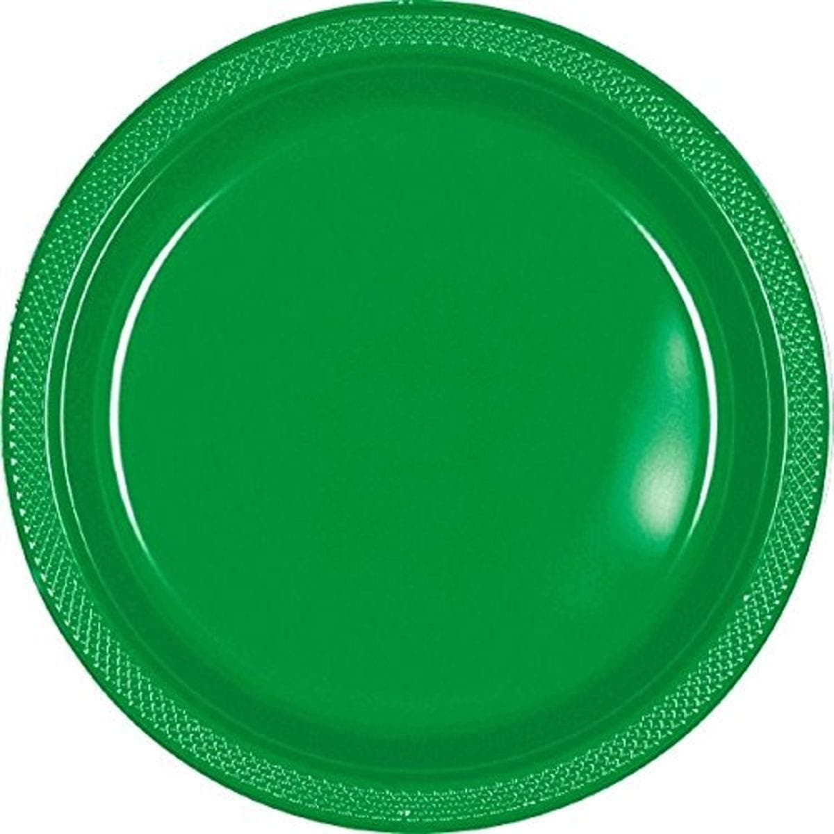 Amscan Reusable Round Plastic Luncheon and Dessert Plates Tableware Saver Pack Party Supplies, 9”, Festive Green