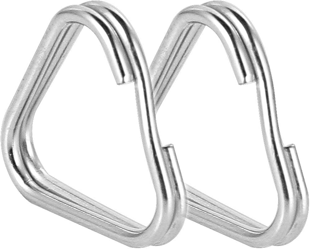 Fotga 2pcs Stainless Steel Triangle Keychain Ring Split Rings for Dslr Camera Straps Handwrist Purse Wallet Bag Hang Clip Hook