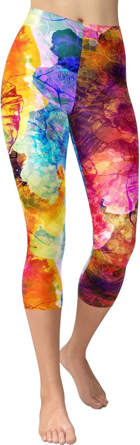 VIV Collection Women's Brushed Buttery Soft High Waist Print Fashion Leggings | Capri & Full Length