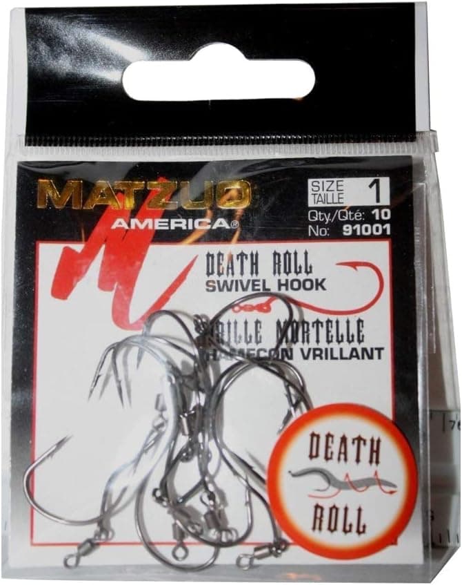 Matzuo Rip-N Roll Swivel Hook, Black Chrome, 1/0
