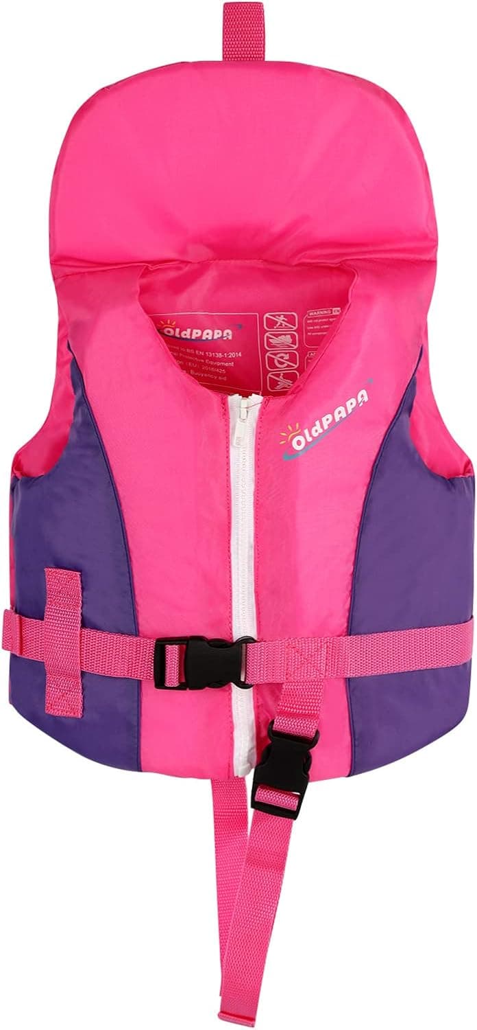 OldPaPa Kids Swim Vest, Toddlers Float Swim Jacket for 30-50 lbs Infant Swim Trainer Vest with Head Pillow and Adjustable Safety Strap Water Sports Buoyancy Toddler Floaties Fits Boys & Girls 2-9 yrs