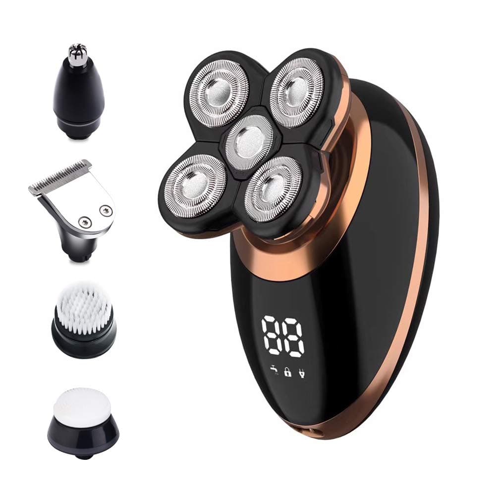 Surker Head Shavers for Bald Men 4d Electric Razor 5 in 1 Nose Beard Trimmer Hair Clipper Shaving Kit Rotary Shaver Cordless USB Rechargeable Facial Grooming Kit Waterproof