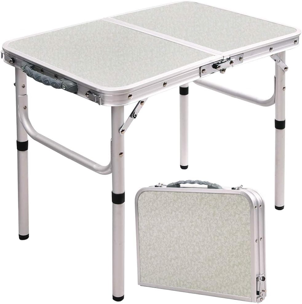 RedSwing Small Folding Table Portable 2 Feet, Small Foldable Table Adjustable Height, Lightweight Aluminum Camping Table, 15.7 in x 23.6 in x 19 in