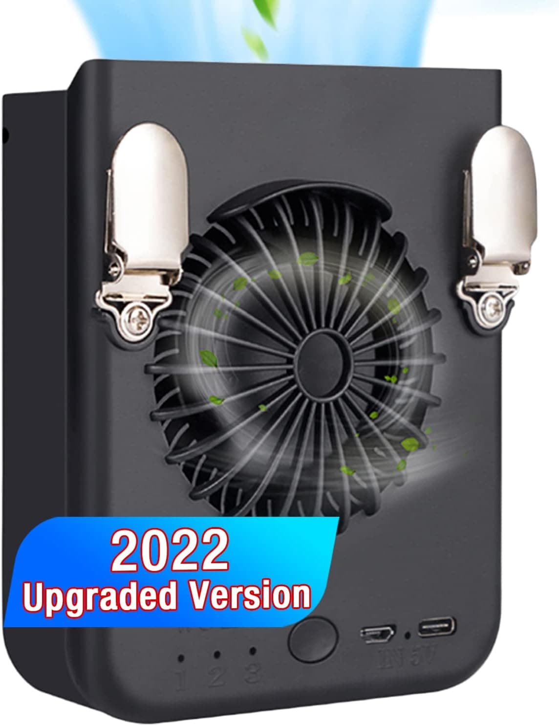 2023 FW Portable Waist Clip Fan / Necklace fan, 8000Mah Battery Operated USB Cooling Fan with 3 Speed, Super Strong Airflow Waist Belt Fan / Pants Fan for Fishing,Cycling,Travel and Outdoor (Black)
