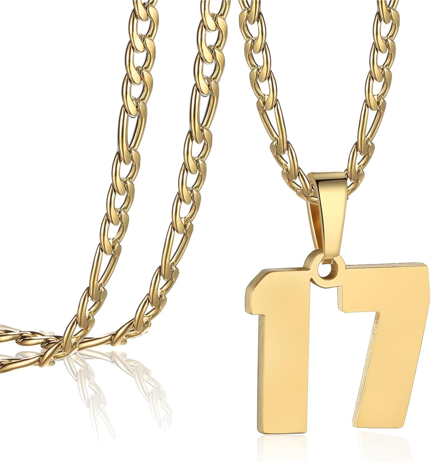 AIAINAGI Number Necklace for Men Stainless Steel Athletes Number Charm Pendant Personalized Sports Jewelry for Boy Basketball Baseball Football