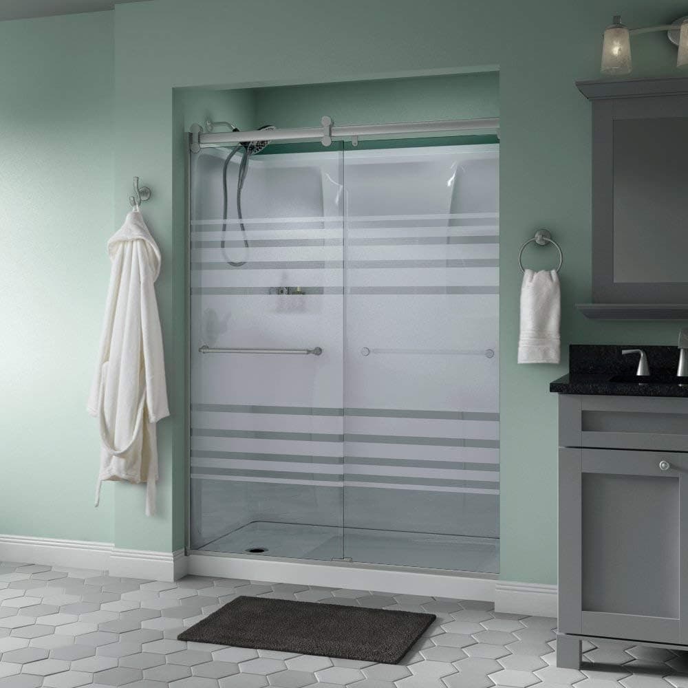Delta Shower Doors SD3172718 Trinsic Semi-Frameless Contemporary Sliding Door 60in.x71in, Nickel Track