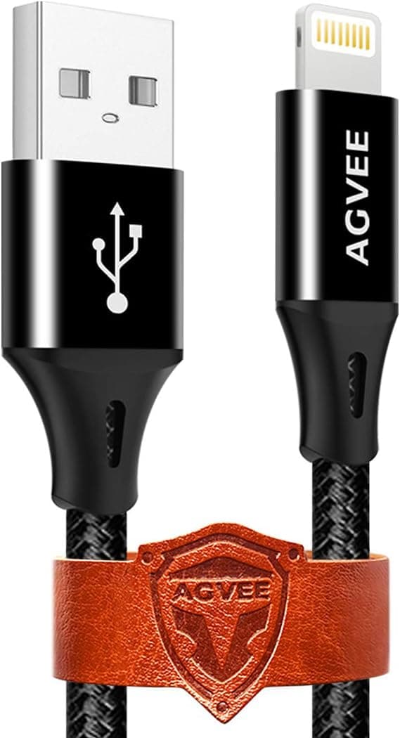 AGVEE End Tip Unbreakable Lightning Cable [3 Pack 10ft] Braided Heavy Duty Fast Long Charger Cord Charging Data Wire for iPhone 11 Pro Max X XS XR, 5 6 6S 7 8 10, iPad, Case Friendly, Black