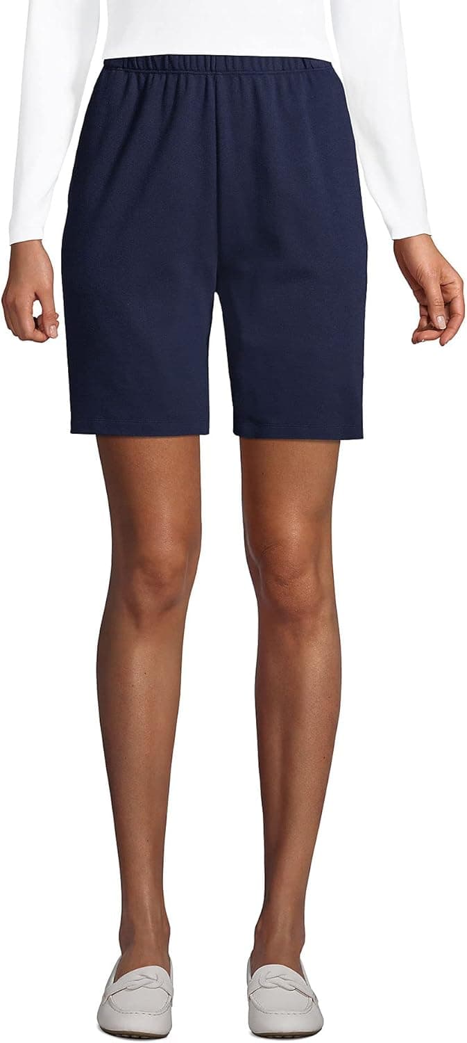 Lands' End Women's Sport Knit High Rise Elastic Waist Pull On Shorts