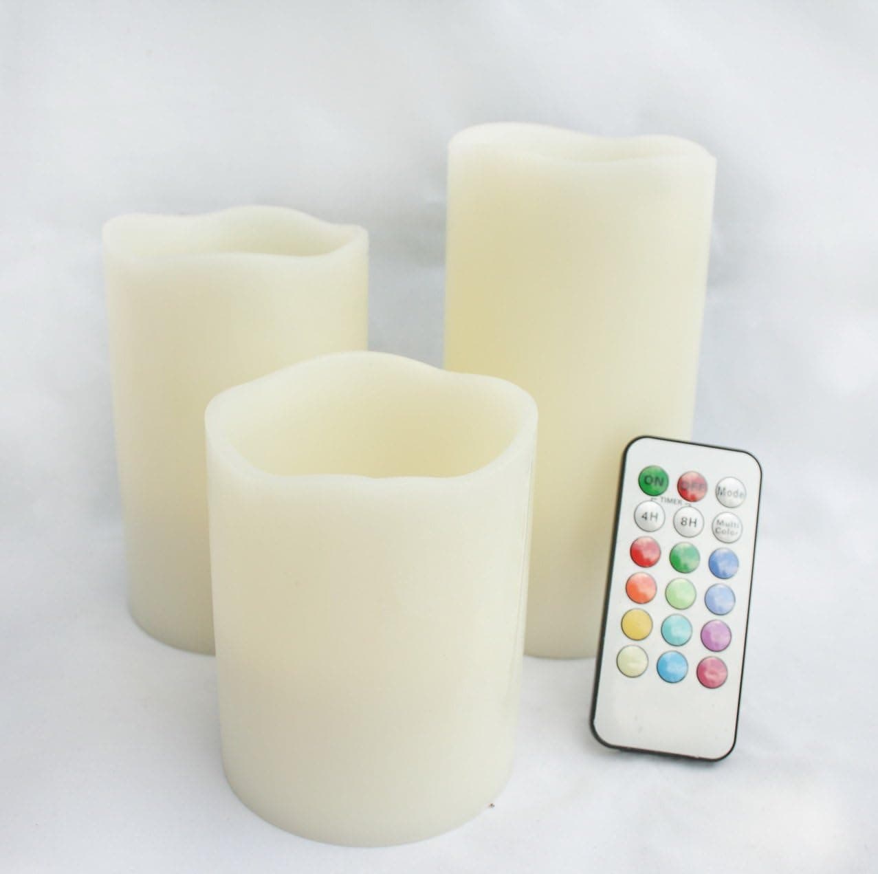 Candle Choice Set of 3 3.1'' Paraffin Wax Melt Edge Round Pillar Flameless Multi-color LED Candle with Remote