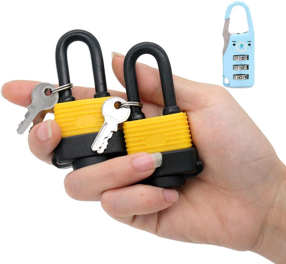 30mm Waterproof Padlock - Ideal for Home, Garden Shed, Outdoor, Garage, Gate Security (2 Pieces Set, Send a Small Password Lock)