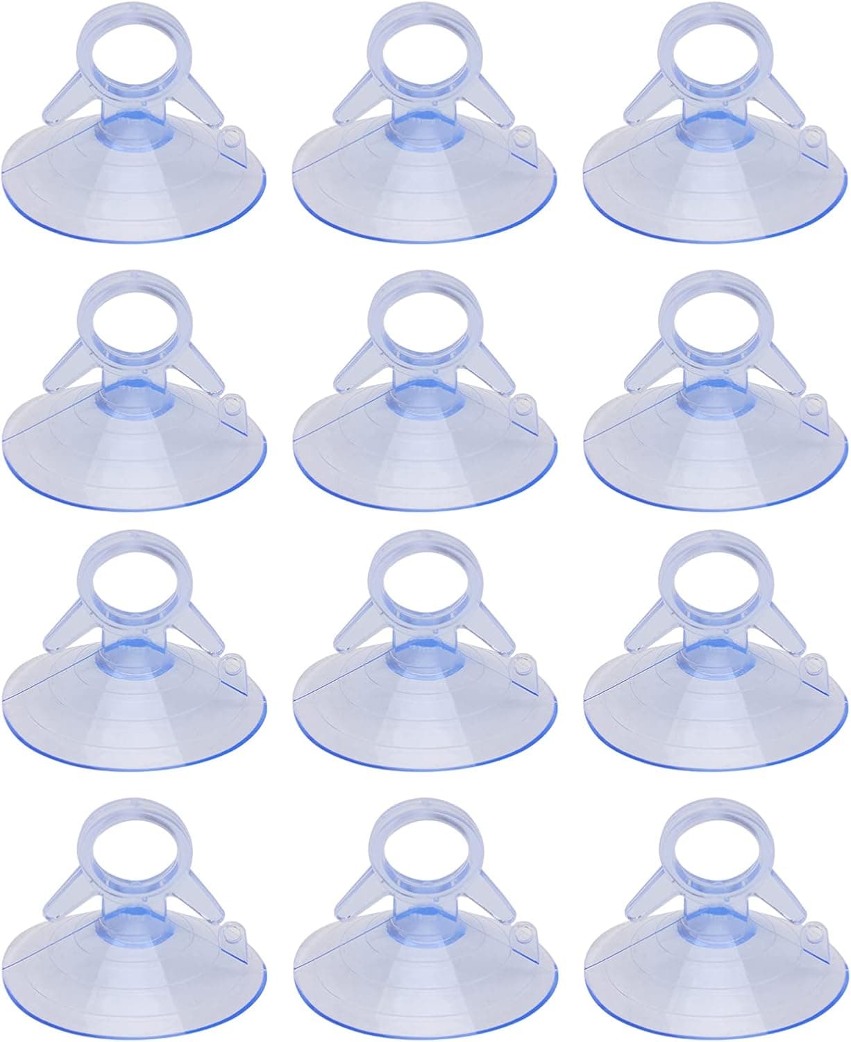 balacoo 12pcs 45mm Clear Plastic Suction Cups with Loops for Glass Windows Windshield Tile Kitchen Bathroom Mirror Shower Wall Terrarium Car Window Office Hangers