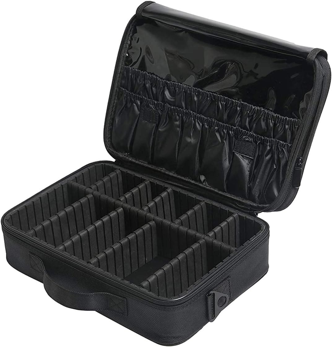 Gloriest Cosmetic Bags travel Makeup Train Case (3 Layer) Travel Portable Handbag Storage Bag Large Organizer Toiletry Bag Multifunction with Adjustable Dividers for Girls,Women13.1"X9"X3.6" (Black)