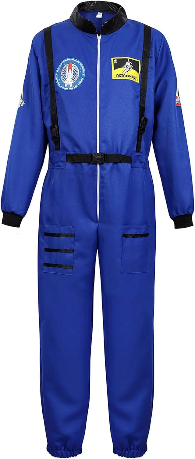 frawirshau Astronaut Costume Adult Space Suit for Men Role Play Cosplay Costumes Spaceman Flight Jumpsuit