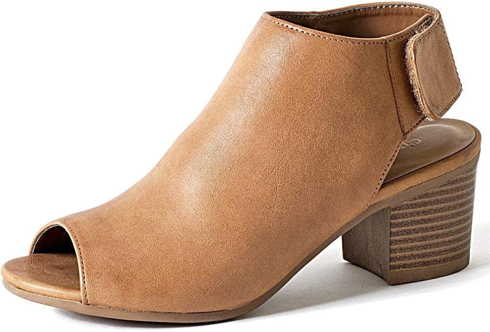 J. Adams Harper Ankle Bootie - Adjustable Band Peep Toe Low Stacked Heel Boots