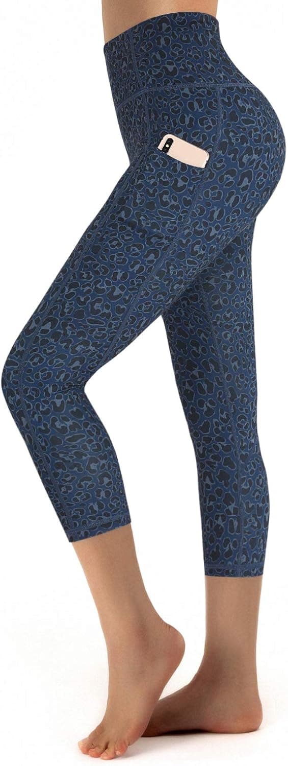 Promover Womens Yoga Pants Capri Leggings with Pockets 7/8 High Waist Tummy Control Running Workout Pants Non See-Through
