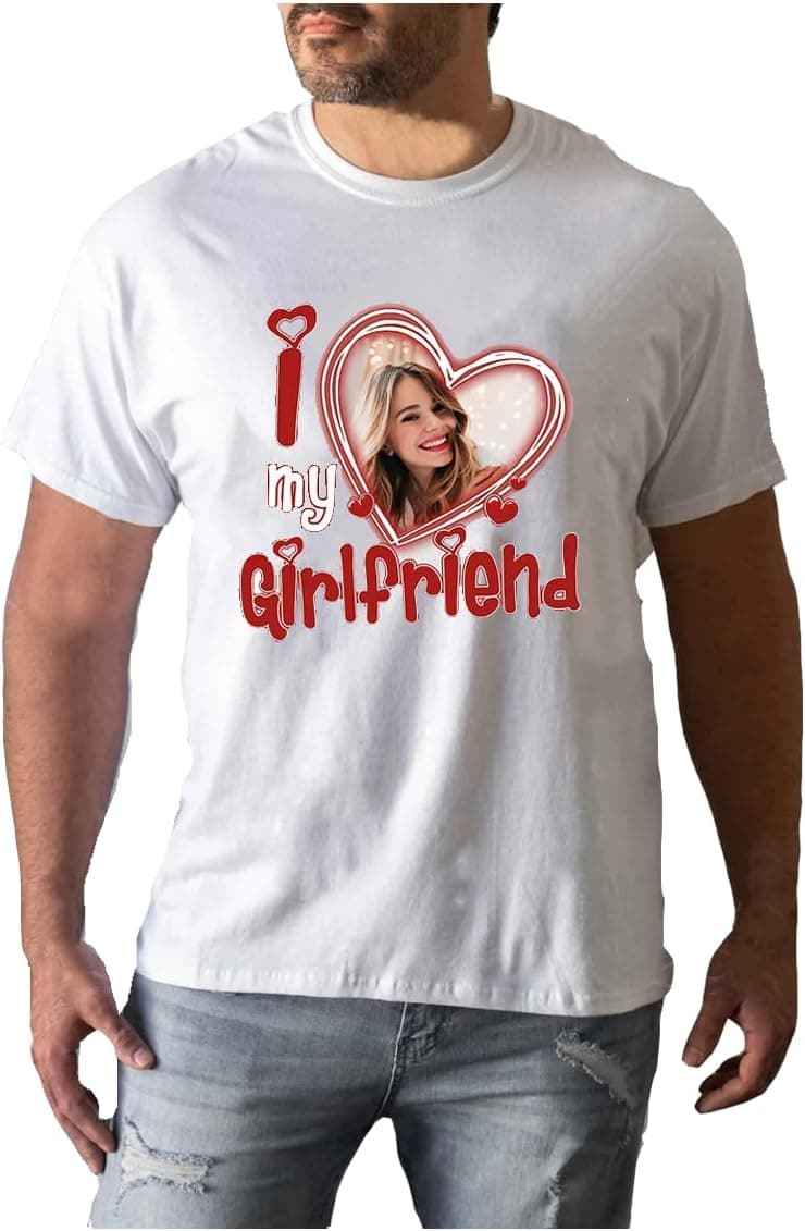 I Love My Girlfriend Custom Photo T Shirt, I Love My Girlfriend Shirt Custom Picture, I Love My Girlfriend Shirt Custom Multicoloured