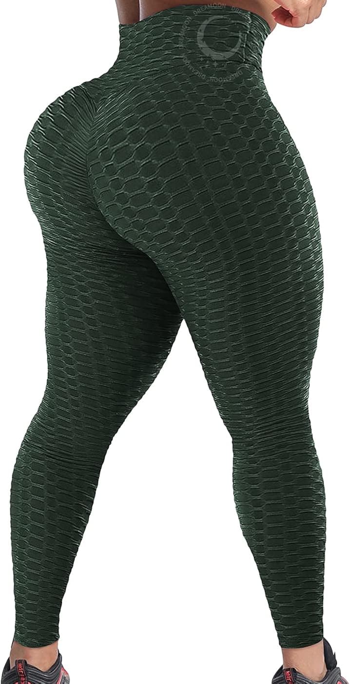 DREAMOON TIK Tok Leggings for Women Butt Lifting Leggings High Waisted Scrunch Booty Yoga Pants Textured Ruched Tights
