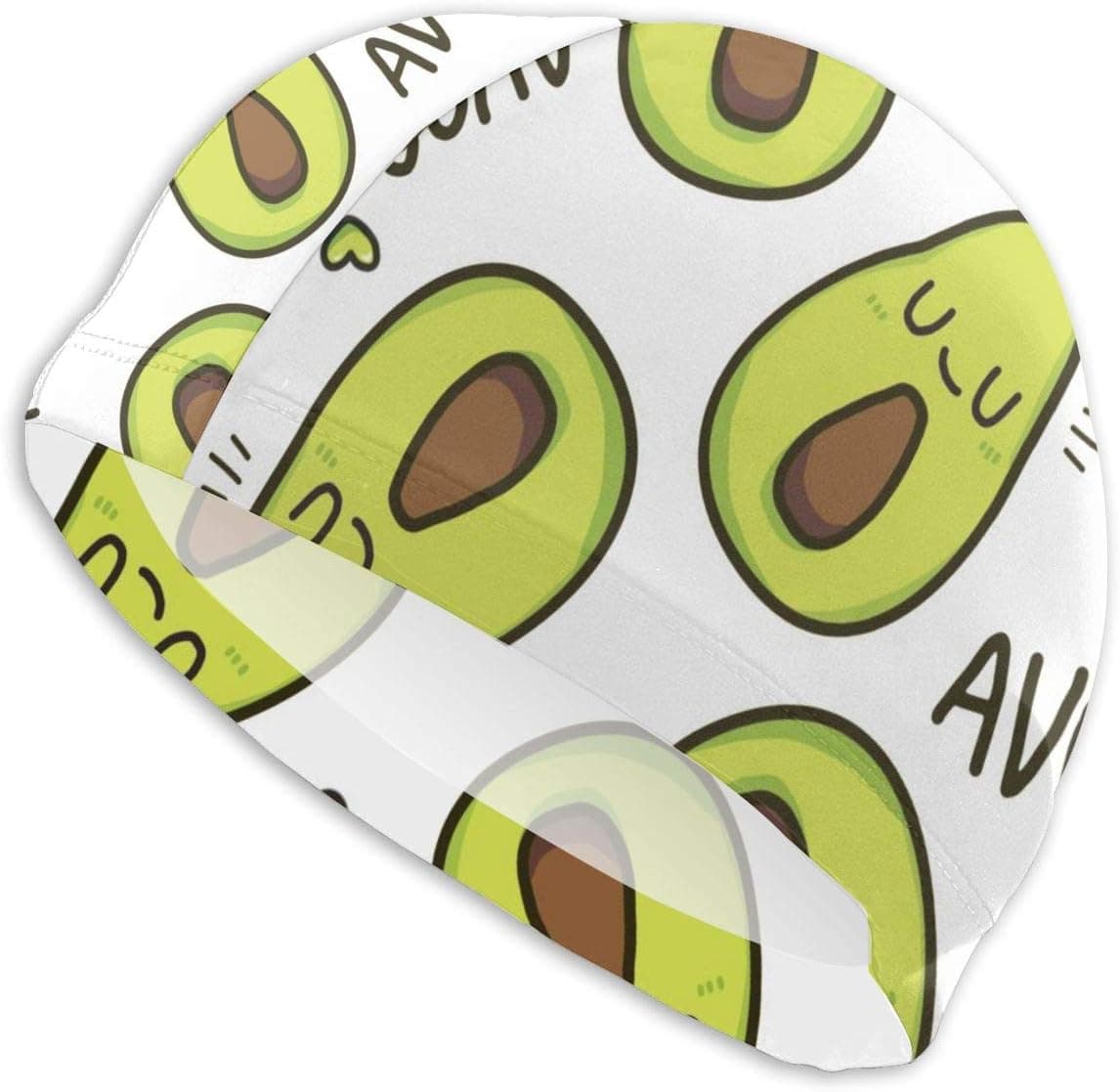 Lanswim Swim Cap for Women/Men,Waterproof Hair Swimming Caps Special Printed Adults Comfortable Fit Swimming Cap for Funny Avocado