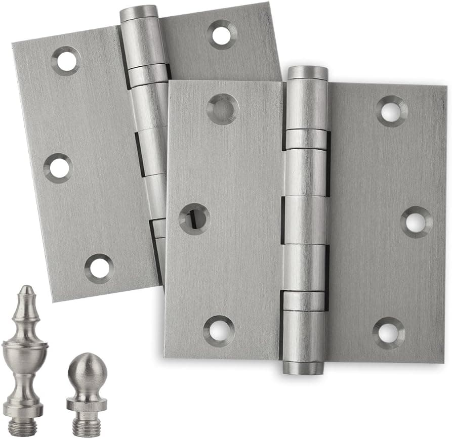 EMBASSY Door Hinge Solid Brass - 3.5 x 3.5 Inch, Heavy Duty, Satin Nickel, Ball Bearings, Rust Resistant Pin, Architectural Designer Grade, Home Improvement, 2 Pack