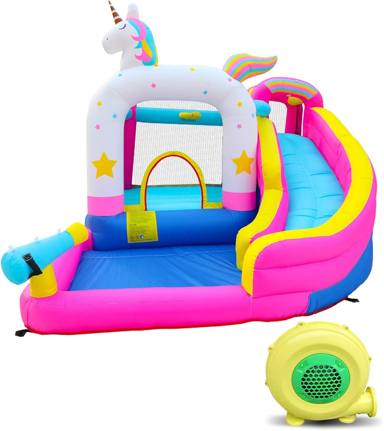Doctor Dolphin Inflatable Water Slides for Kids Backyard, Water Bounce House Water Slide, Blow Up Kids Water Slide, Inflatable Waterslide Outdoor for Wet and Dry