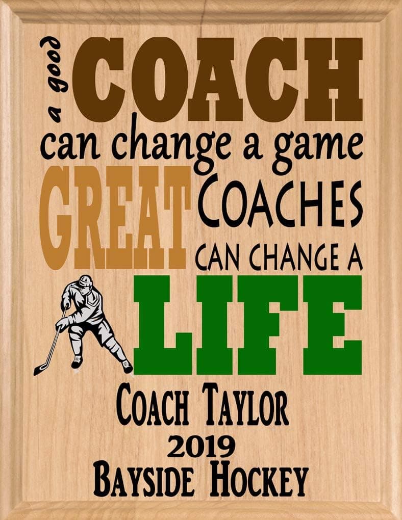 Ice Hockey Coach Gift Plaque PERSONALIZED Ice Hockey COACHES GIFT Team Appreciation Thank You Plaque