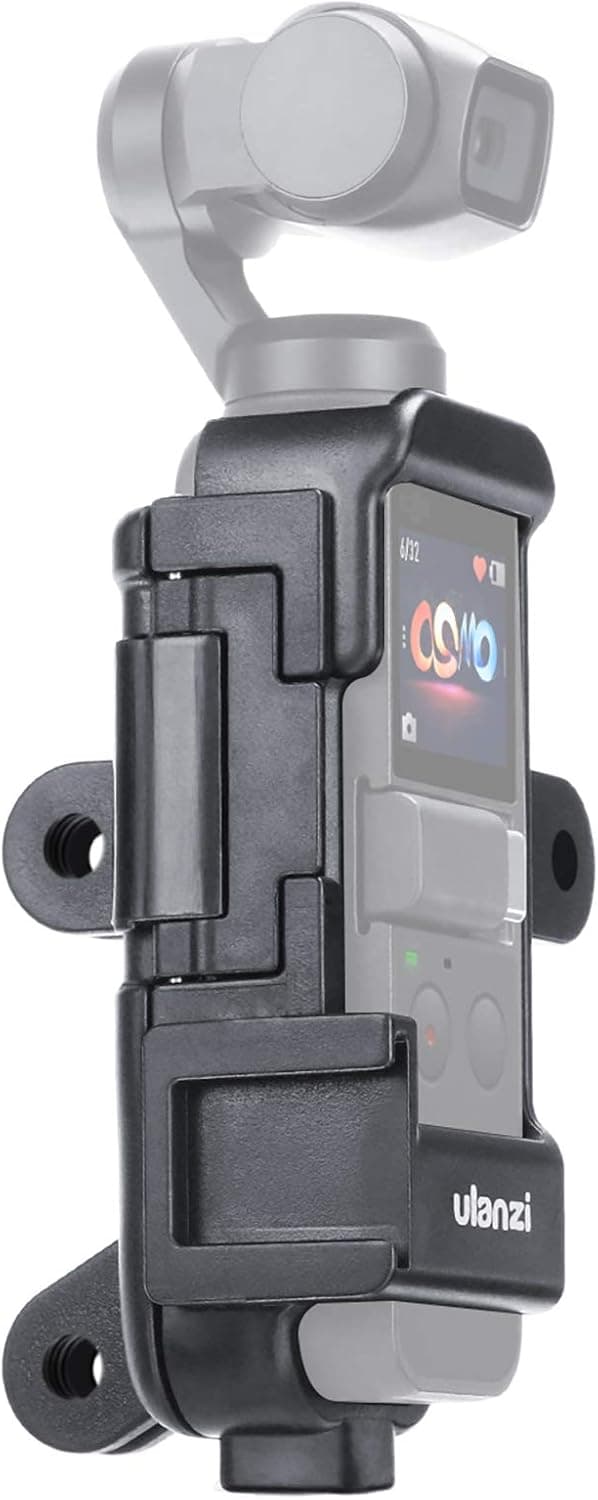 ULANZI OP-7 Osmo Pocket Accessory Mount Extended Housing Case, Vlogging Tripod Mount Holder with Mic Cold Shoe Mount 3 Go Pro Interface 1/4''-20 Screw for DJI Osmo Pocket Film Videomaking