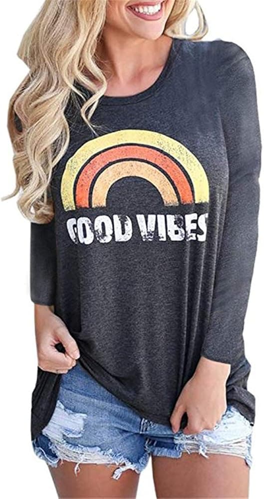 MBQMBSS Cute Weekend Vibes Boyfriend Style Tee. Unisex Tee. Cute Shirt Brunch Shirt Good Vibes Shirt. Graphic Tee Gray M