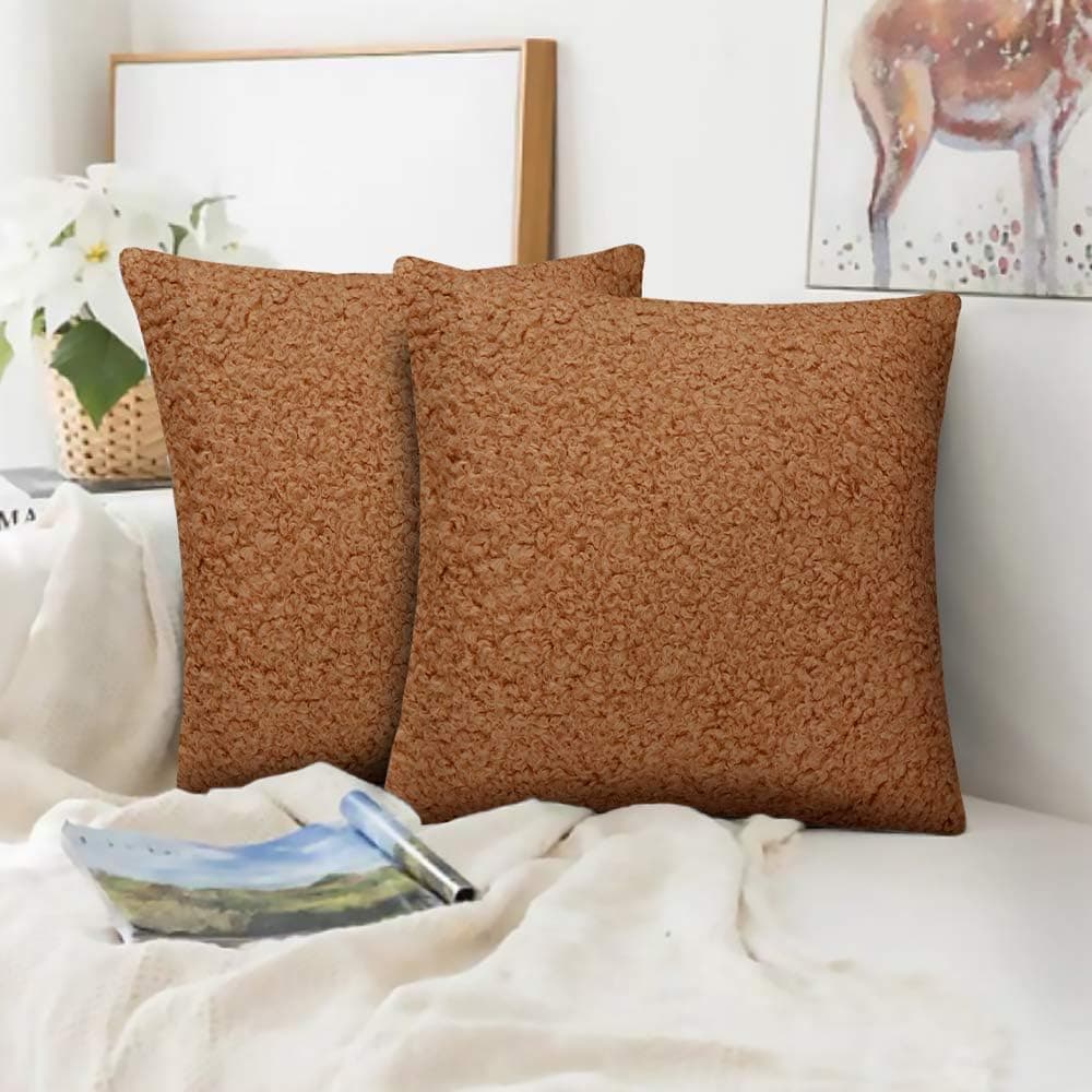ZENSSIA Throw Pillow Cover, Pack of 2 Soft & Cozy Sherpa and Striped Corduroy Design Square Pillowcase, Plush Cushion Case Home Décor for Sofa, Couch and Bed