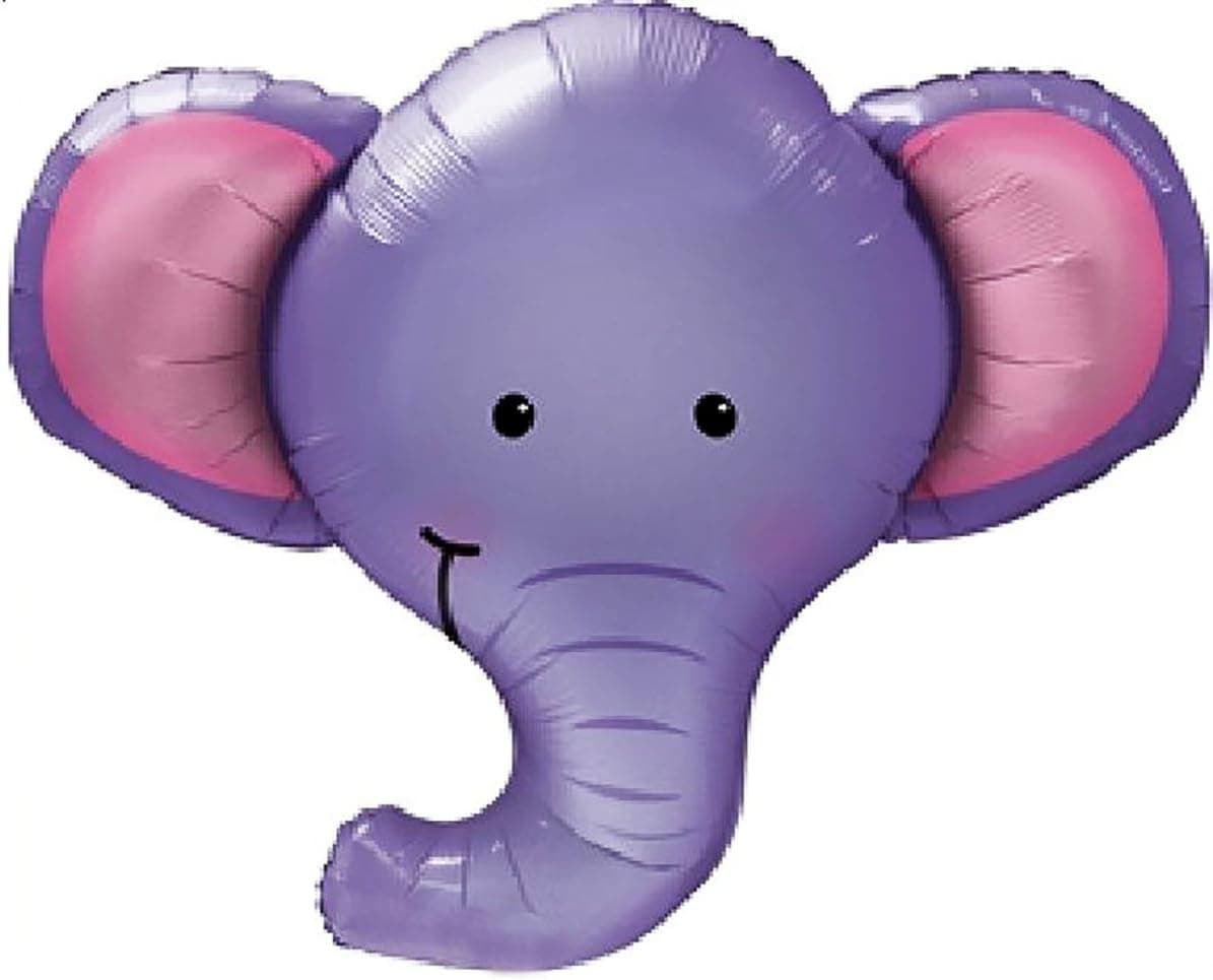 Custom, Fun & Cool {XXL Massive Huge Size 39” Inches - 3.3 Feet} 1 Unit of Helium & Air Inflatable Mylar Aluminum Foil Balloon w/ Zoo Safari Wildlife Animals Elephant Design [in Pastel Purple & Pink]