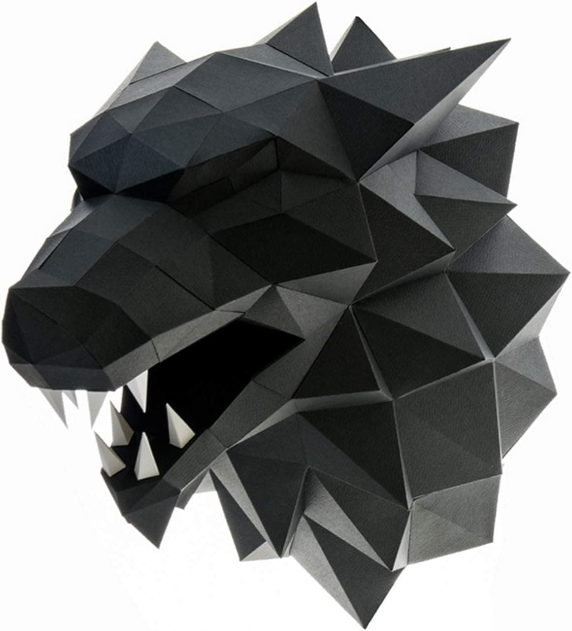 Paperraz DYI 3D Wolf Head Animal PaperCraft Building Kit Wall Mount - NO Scissors Needed