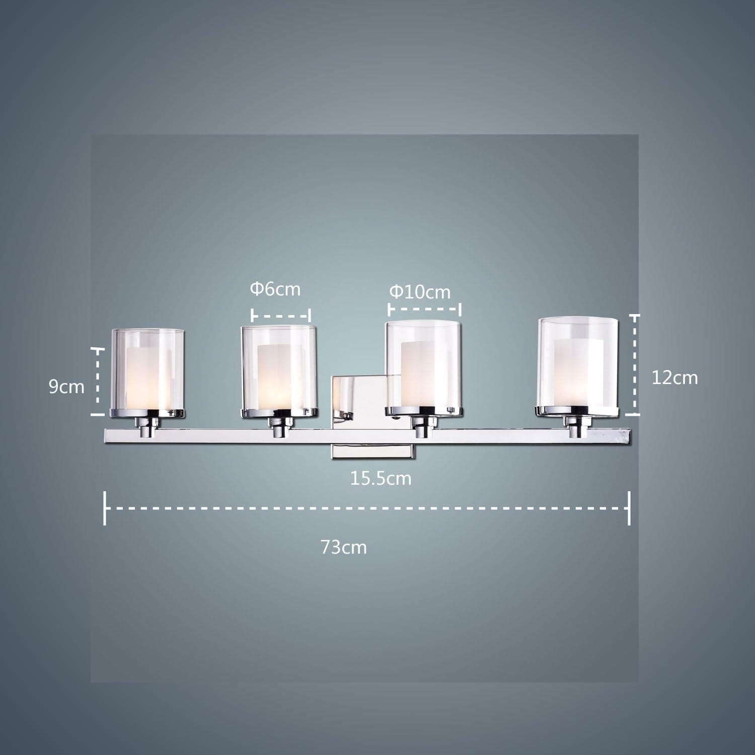CLAXY Ecopower Lighting Mordern Glass & Metal 4-Lights Wall Sconce